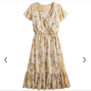 LC Lauren Conrad Flutter Sleeve Ruffled Midi Dress